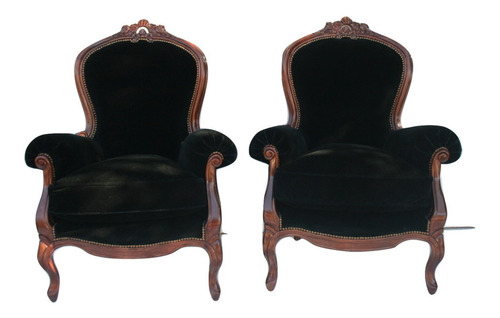 Par De Sillones Estilo Colonial Capitone 1 Cuerpo Pana