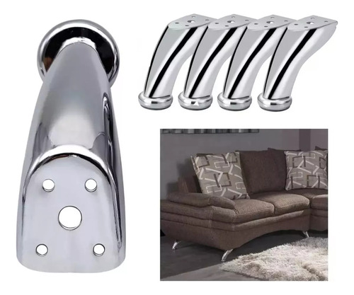 12 Piezas De Patas Curvas Cromadas C/tornillas/mueble, Cama