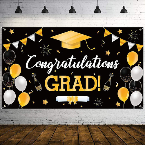 Banner De Fondo De Graduación 1.8mx1.1m Congrats Grad Backdr