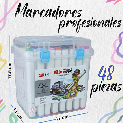 Imagen 2 de 6 de Set 48 Plumones Profesional Doble Punta Pantone Rotulador