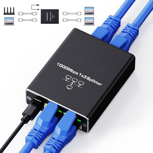 Divisor Gigabit Ethernet 1 A 3 Rj45 Y Extensión Lan