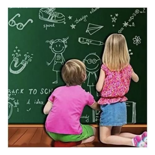 Pizarron Adherible 45 X 200 Cm Con Gises, Verde Oscuro
