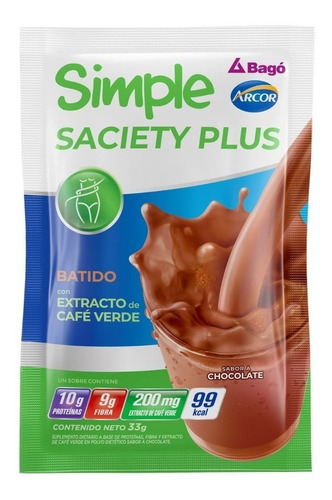 Simple Saciety Plus Batido Proteico Sabor Chocolate 7u