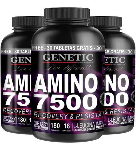 3 Amino 7500 180 Tab Genetic Crecimiento Muscular Definido