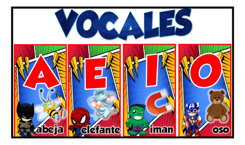 Kit Imprimible Vocales Super Héroes Editable