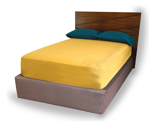 Sábana Ajustable Dues Hotel Collection King Mix And Match 2u Color AZUL CLARO-MOSTAZA Diseño de la tela Liso