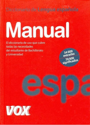 Libro Diccionario De La Lengua Española Manual De Vox