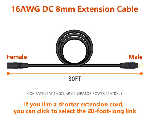 Cable Extension Enchufe Macho Hembra 16 Awg Cc 0.315 In Para