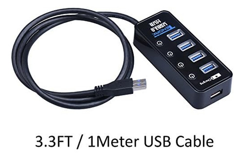 Hub Usb 3.0, Hub Usb Tendak Con 4 Puertos De Datos Usb 3.0 +