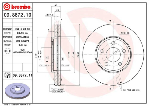 Disco De Freno / Mercury Grand Marquis Ls 2005 Delan Vent