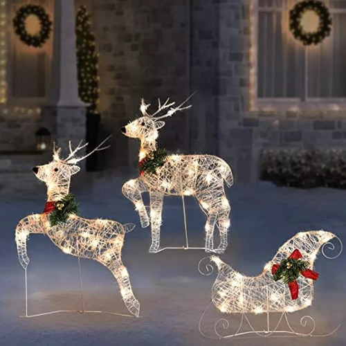 Coche De Trineo Elk Luz Patio Decoración Navideña Led Luces