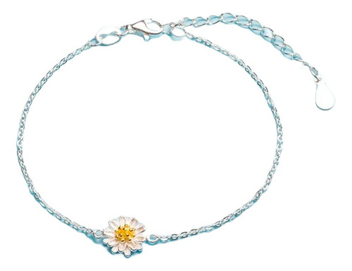 Hermosa Pulsera Flor Margarita Enchapado En Plata