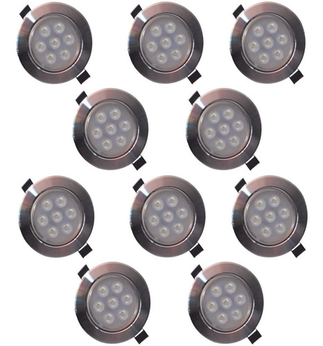 Empotrado Plafon Led 7w Spot Satinado Luz Blanca 10 Piezas