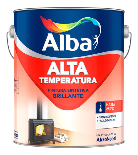 Pintura Alba esmalte alta temperatura 4 Lts color aluminio