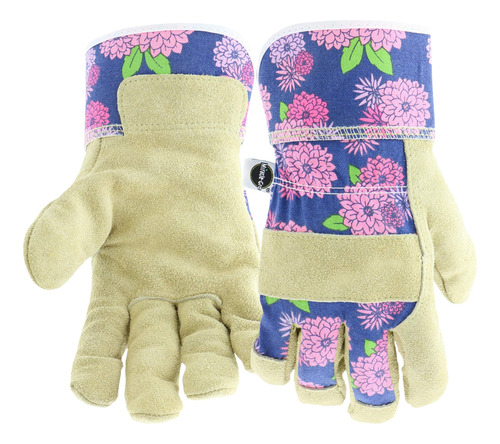 Miracle-gro Mg/wml Split Cowhide Garden Gloves  Floral, .