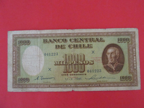 Billete Chile 1.000 Pesos Firmado Trucco- Maschke Año 1947