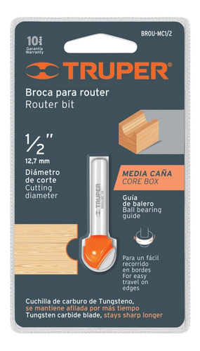 Broca Router Media Caña 1/2' Truper 11462
