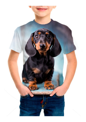 Camiseta Infantil Cão Dachshund Salsicha - M002