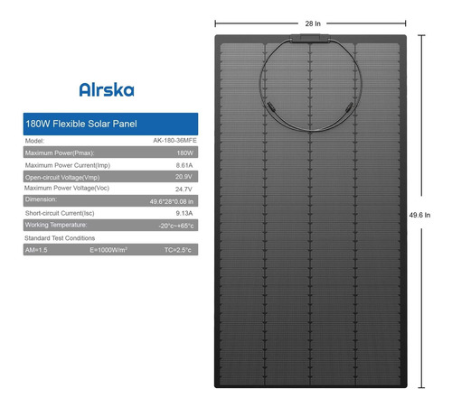 Alrska Panel Solar Flexible 180w Panele Monocristalino