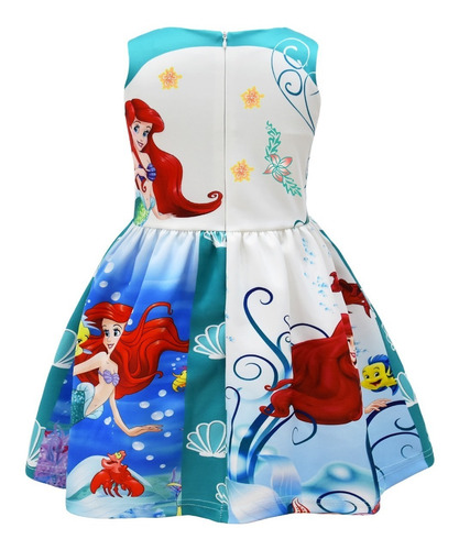 Vestido De Princesa Pequeña Sirena Ariel Para Niñas Verano Fiesta De Cumpleaños Halloween