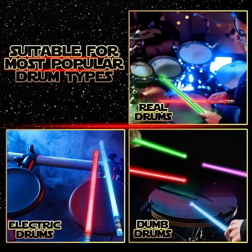 Baquetas Con Iluminación Led, Baquetas De 15 Colores