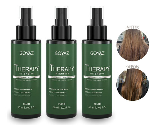 Kit 3 Tônicos Capilares Goyaz 60ml Crescimento Rápido