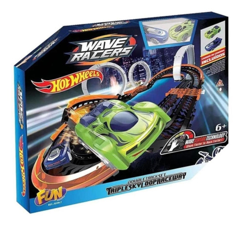 Imagem 1 de 7 de Hot Wheels Wave Racers Pista Triple Skyloop Race Fun 85997 