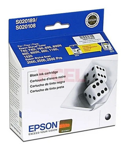 Cartucho De Tinta Epson S020108, S020189 Color Negro