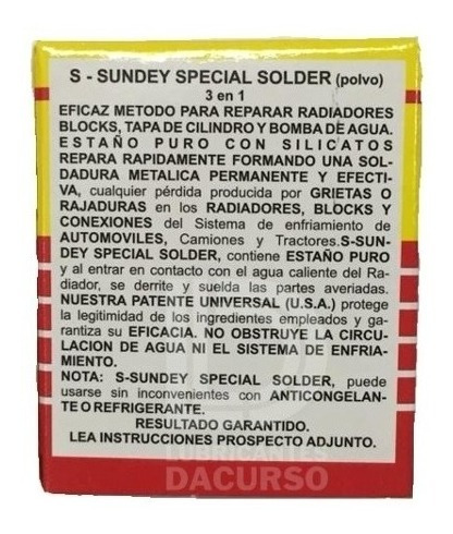 Imagen 3 de 5 de Sella Radiadores Block Tapa De Cilindros Polvo Sodrin Sundey