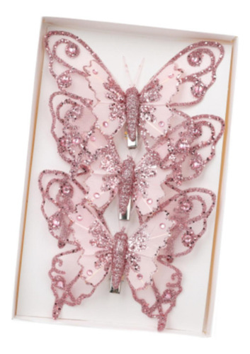 3 Piezas De Adornos De Mariposas Para De Navidad Con Clip