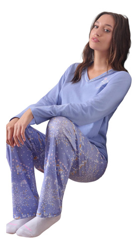 Pijama Invierno En Algodon C/bordado Marcela Koury 4237