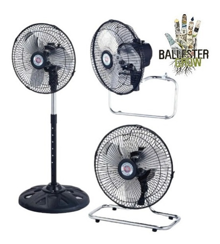 Ventilador 3 en 1 Suzika SZ-VEN5005 negro con 3 palas color plateado de aluminio, 10" de diámetro 220 V