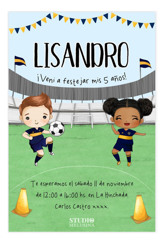 Invitación Virtual E Imprimible Fútbol Boca Juniors