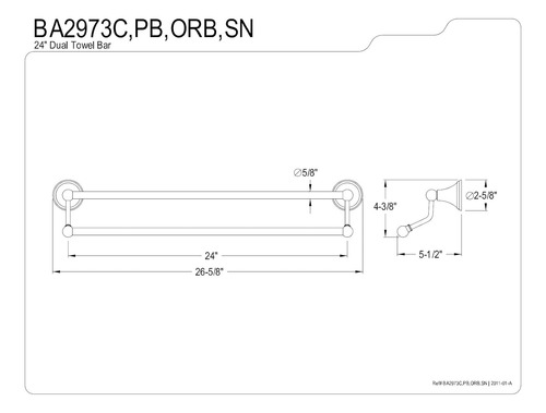 Ba2973sn Governor - Barra De Toalla Doble, 24 Pulgadas, Níqu