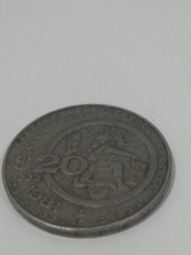 Moneda De $20 De 1981 Mexicana Cultura Maya