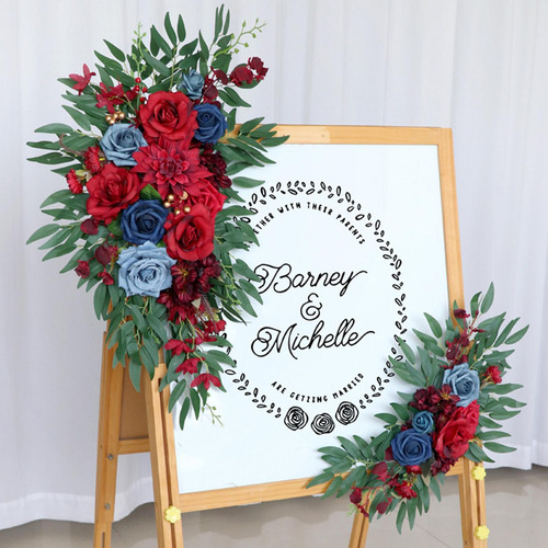 2 Letreros De Bienvenida De Boda Con Flores De Arco