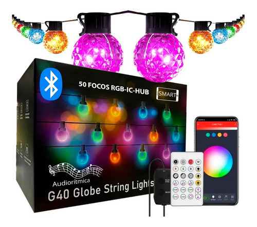 Serie Focos Vintage Exterior Decorativos Rgb 10 Mts 50 Focos Luz Rgb/cálido/frío