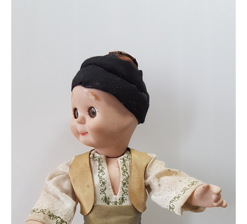 Antigo Boneco Biscuit Aladim Roupa Original Olhos De Vidro (Usado)
