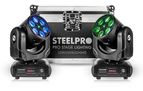 Case Con 2 Cabezas Roboticas Rgbw + Laser Verde - Steelpro