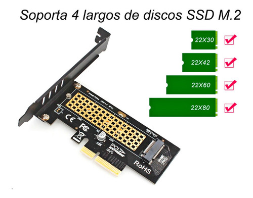 Placa Adaptador Disco Ssd M.2 Nvme Pcie 3.0 X4 X8 X16 Key M