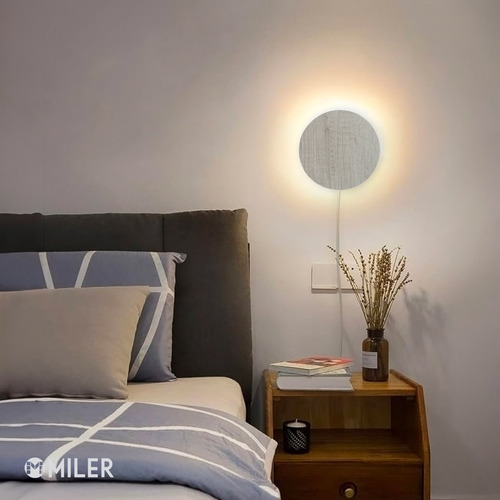 Pack X 2 Velador Habitacion Aplique Pared Led 6w Madera Estructura Blanco