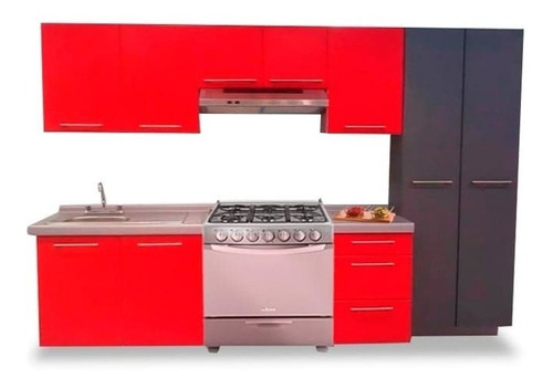 Cocina Integral Moderna Colombia Izquierda Estufa 2.30m Roja