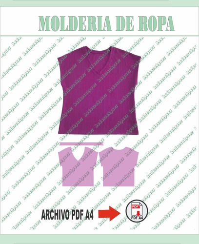 Molderia  En Pdf A4 Remera Mujer Esc V  /morley Poliester