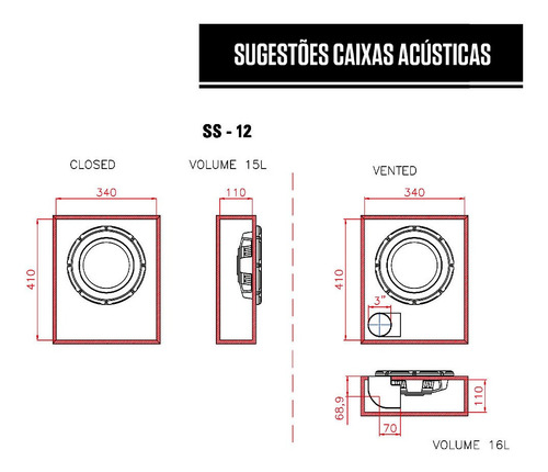 Subwoofer Slin Rebaixado 12 Pol Hurricane Ss-12 300w Rms