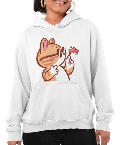 Sudadera Con Gorro Para Pareja Gatito Cool Con Lentes