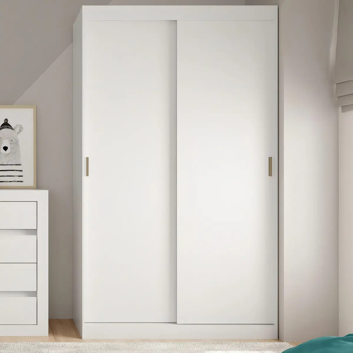 Guarda-Roupa Infantil Branco Móveis Carraro Moderno 2 Portas Correr