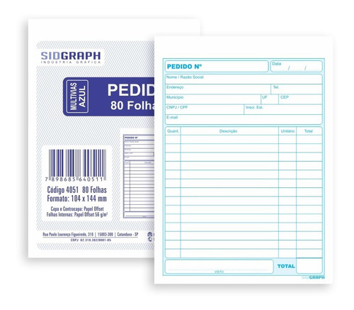 Pedido Multivias 80 Fls Az Pct C/20 Blocos Sidgraph - 4051