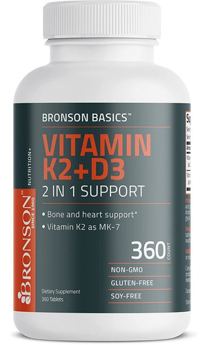 Vitamina D3 Y K2 360tab Bronson - Unidad a $652