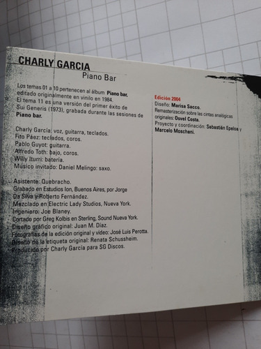 Charly Garcia - Piano Bar. Cd Digipak
