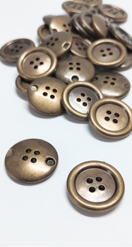 Botón Metalizado Número 34 Por 100 Unidades Oro Italiano